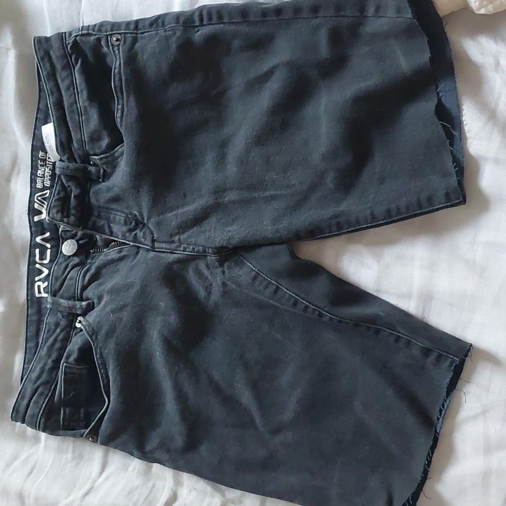 Rvca black jean cut off shorts